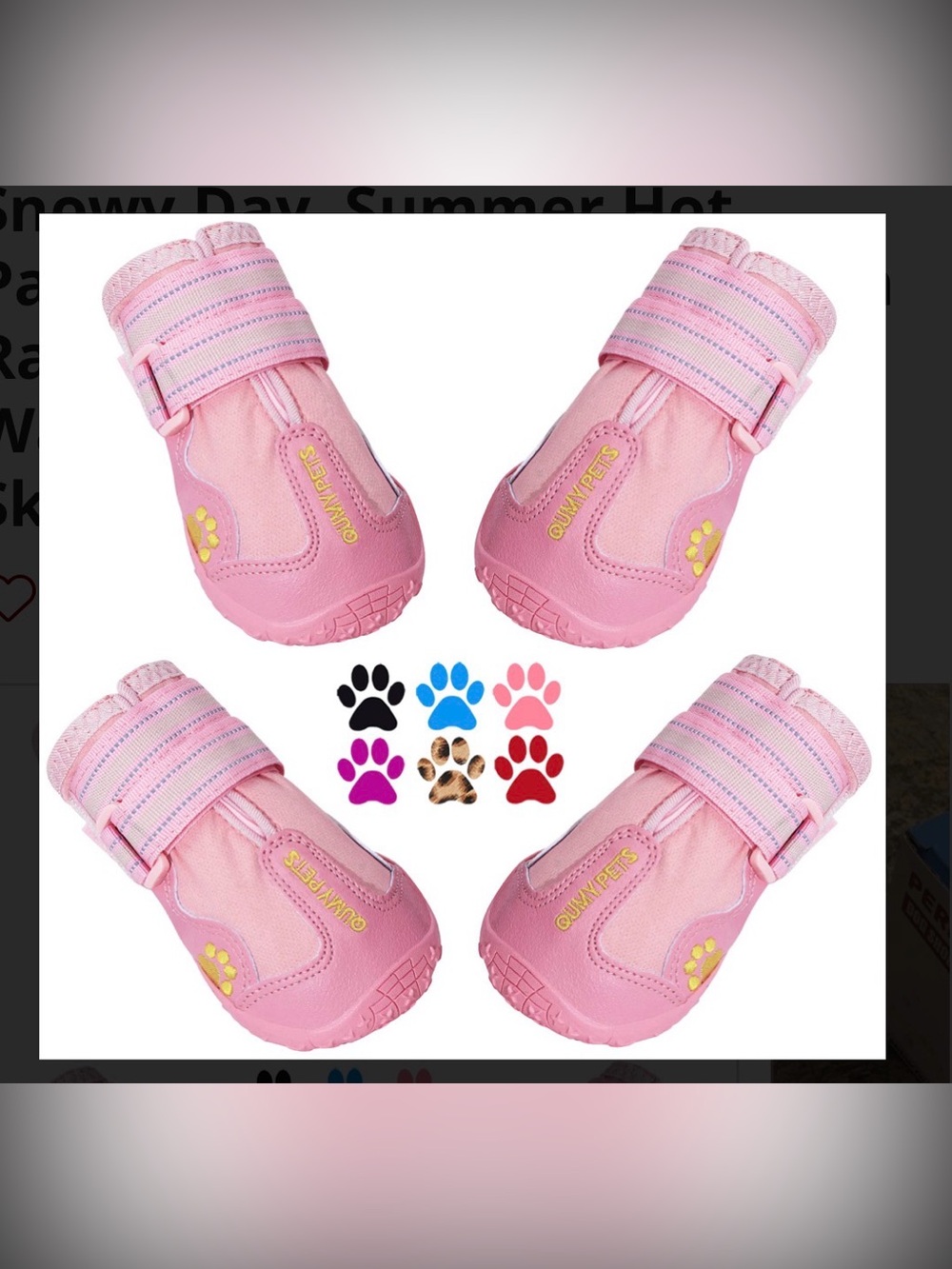 GumyPets Pink Protective Dog Boots - Adjustable Velcro Paw Shoes Size 8